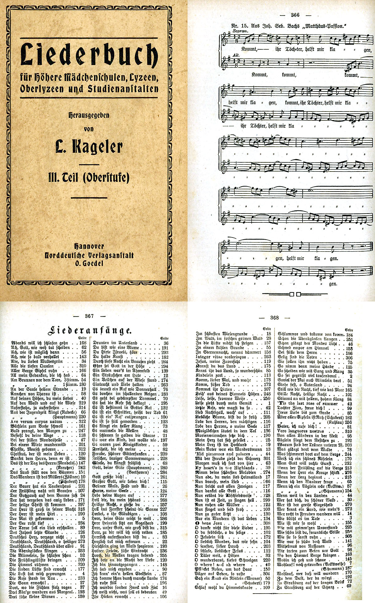 Liederbuch - Kageler, Ludwig